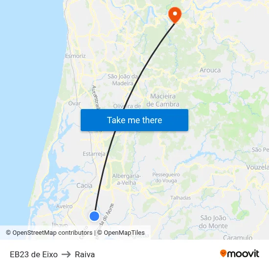 EB23 de Eixo to Raiva map