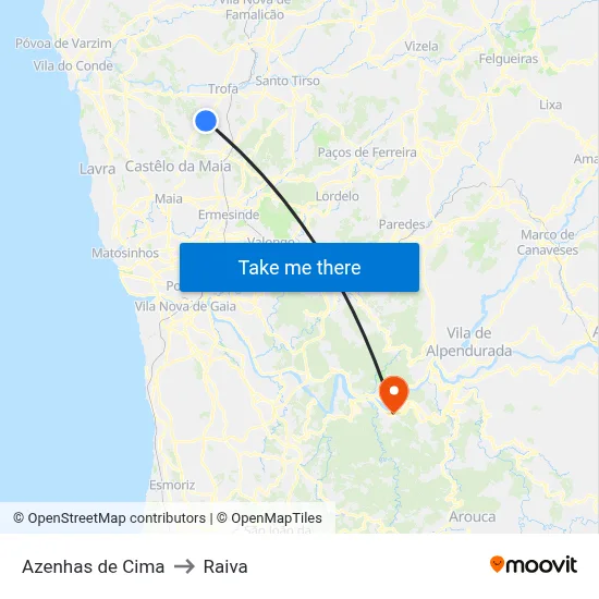 Azenhas de Cima to Raiva map