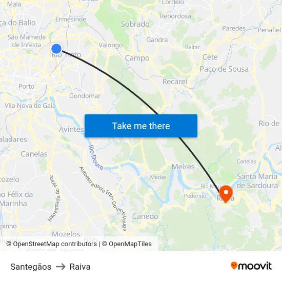 Santegãos to Raiva map