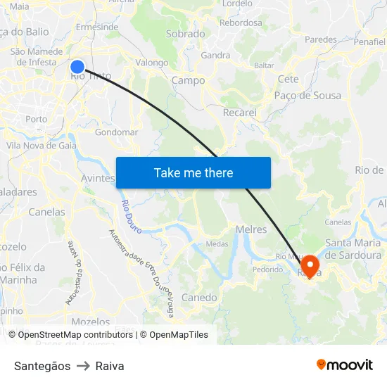 Santegãos to Raiva map