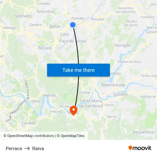 Perrace to Raiva map