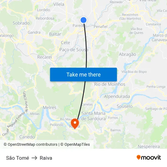 São Tomé to Raiva map