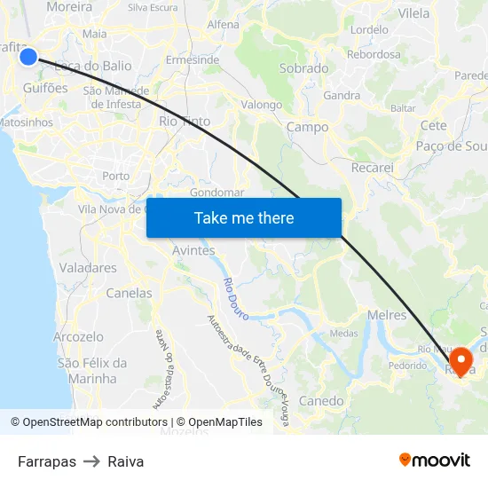 Farrapas to Raiva map