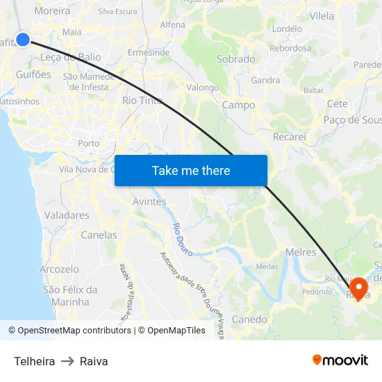 Telheira to Raiva map