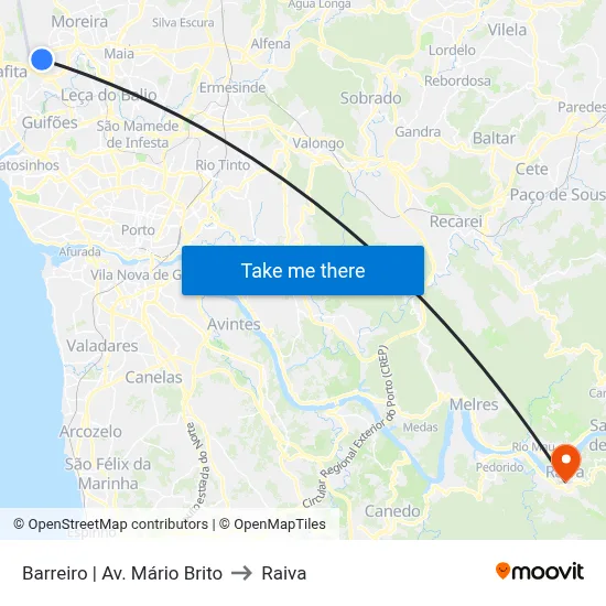 Barreiro | Av. Mário Brito to Raiva map