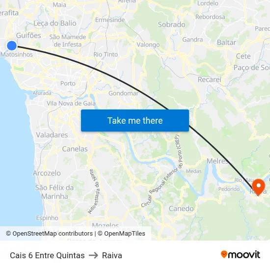 Cais 6 Entre Quintas to Raiva map