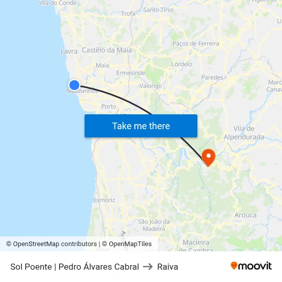 Sol Poente | Pedro Álvares Cabral to Raiva map