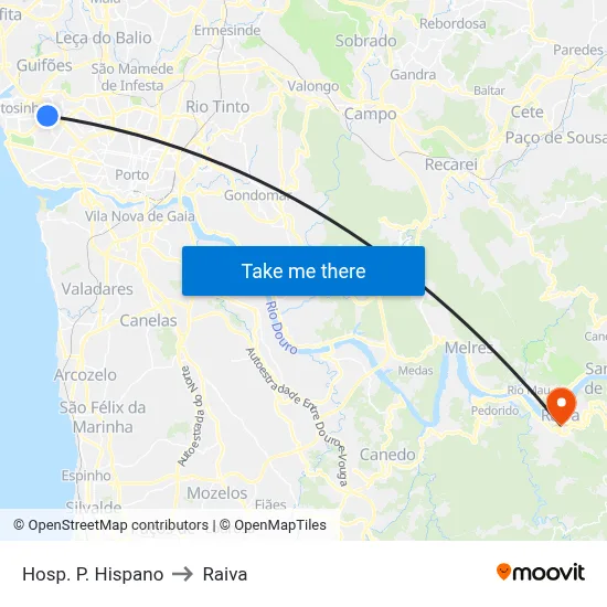 Hosp. P. Hispano to Raiva map