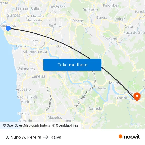 D. Nuno A. Pereira to Raiva map