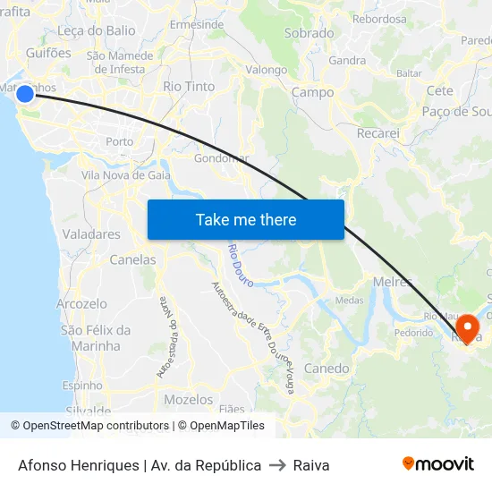 Afonso Henriques | Av. da República to Raiva map