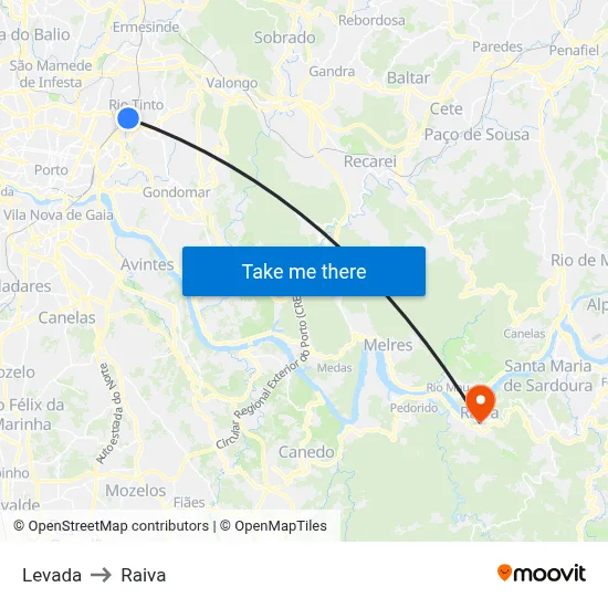 Levada to Raiva map