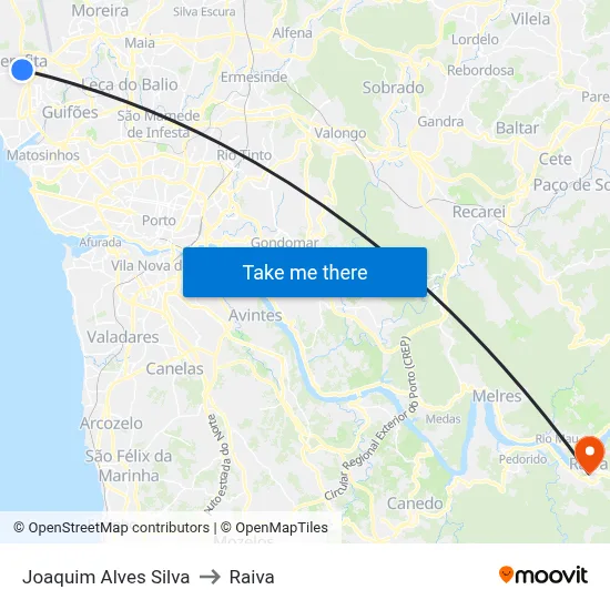 Joaquim Alves Silva to Raiva map