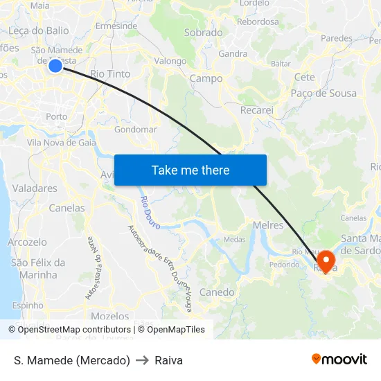 S. Mamede (Mercado) to Raiva map
