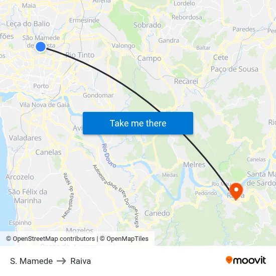 S. Mamede to Raiva map