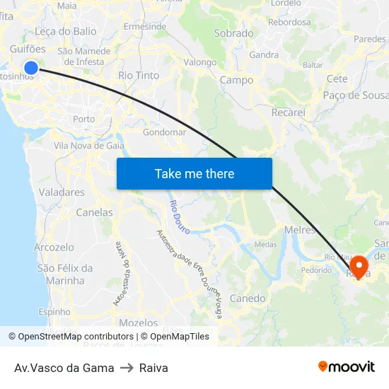 Av.Vasco da Gama to Raiva map