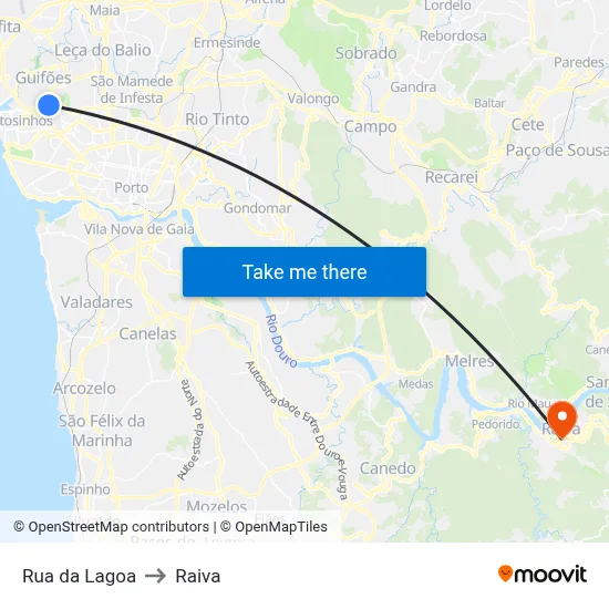 Rua da Lagoa to Raiva map