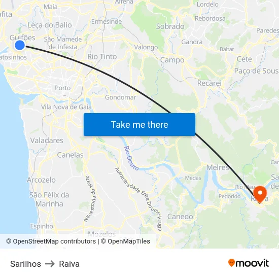 Sarilhos to Raiva map