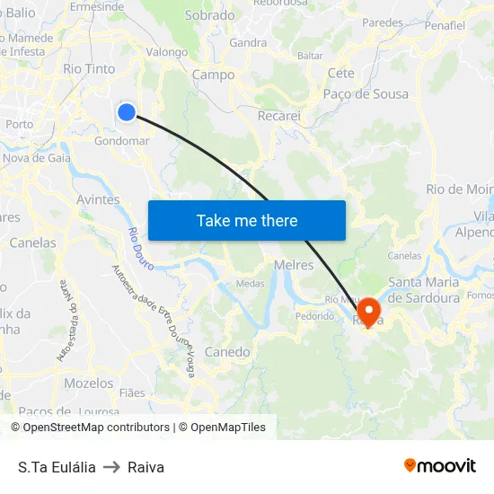 S.Ta Eulália to Raiva map