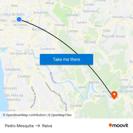 Pedro Mesquita to Raiva map