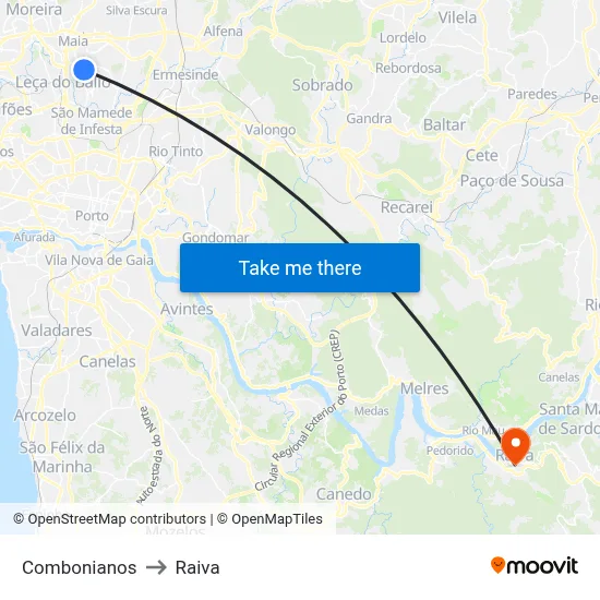 Combonianos to Raiva map