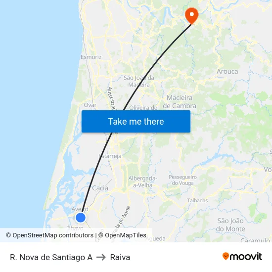 R. Nova de Santiago A to Raiva map