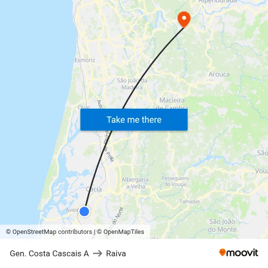 Gen. Costa Cascais A to Raiva map