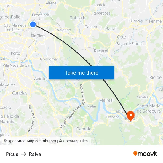 Pícua to Raiva map