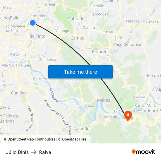 Júlio Dinis to Raiva map