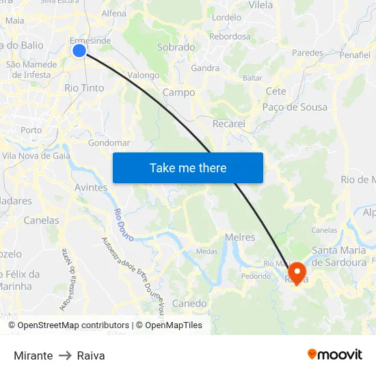 Mirante to Raiva map