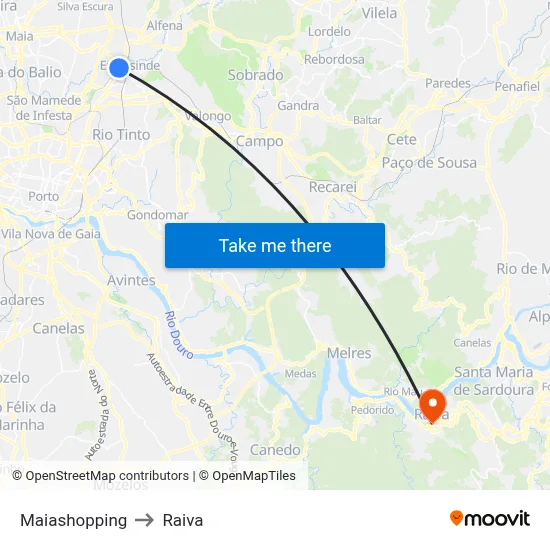 Maiashopping to Raiva map