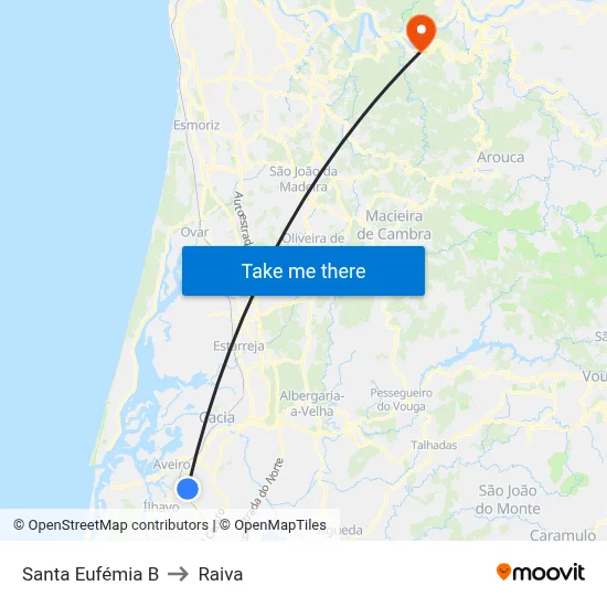 Santa Eufémia B to Raiva map