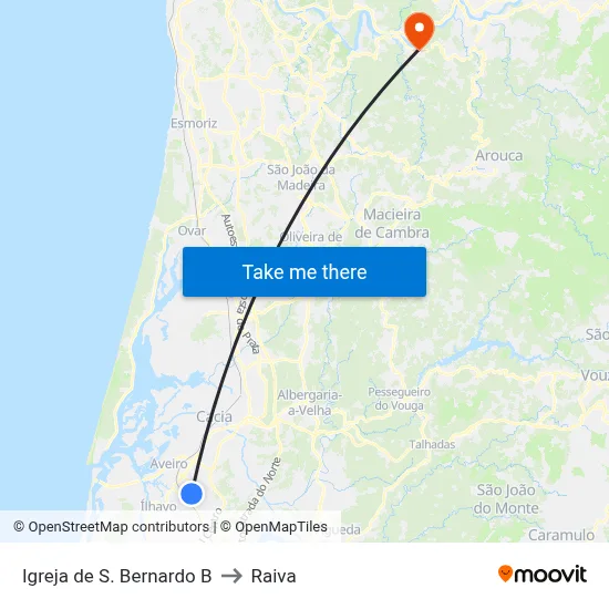 Igreja de S. Bernardo B to Raiva map