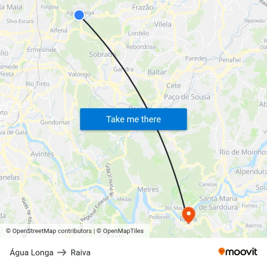 Água Longa to Raiva map