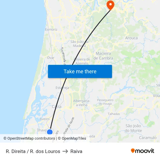 R. Direita / R. dos Louros to Raiva map
