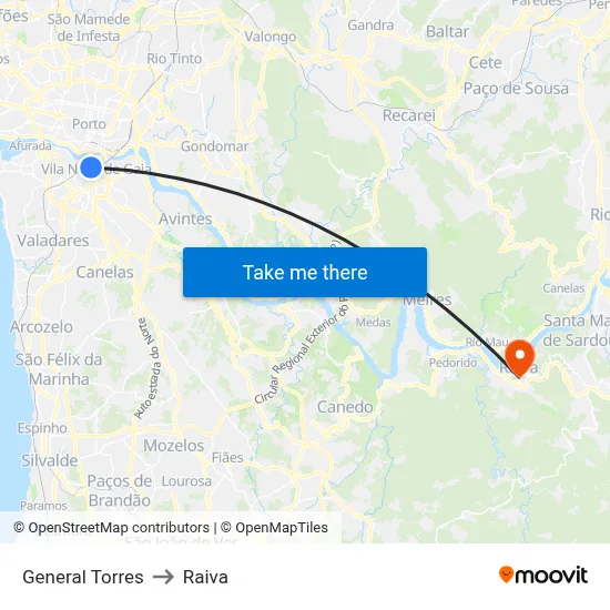 General Torres to Raiva map