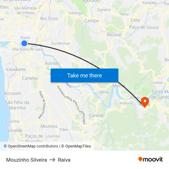 Mouzinho Silveira to Raiva map