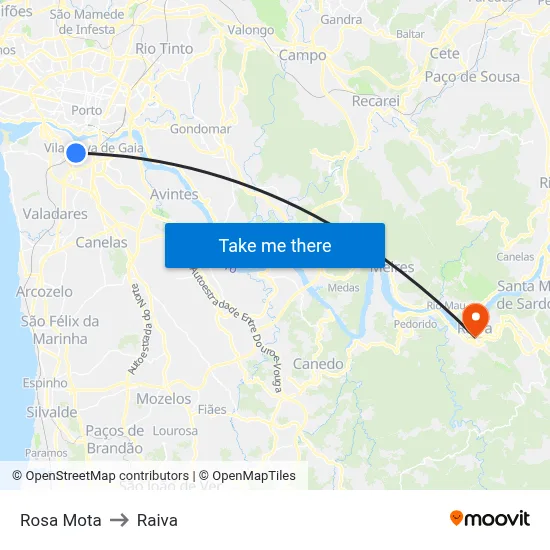 Rosa Mota to Raiva map