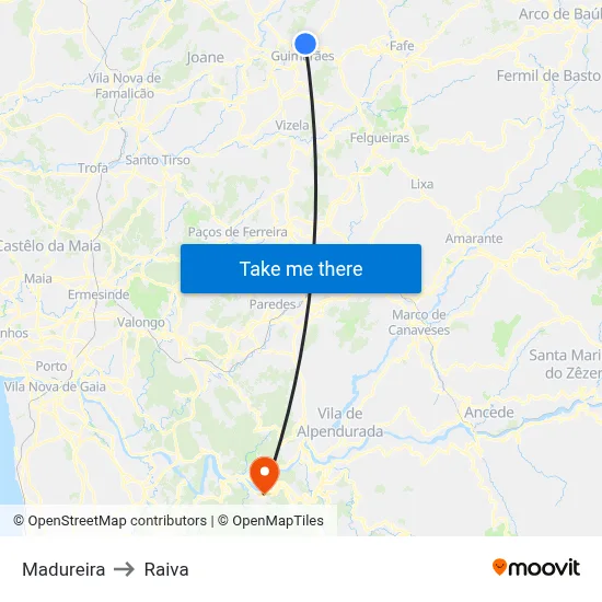 Madureira to Raiva map