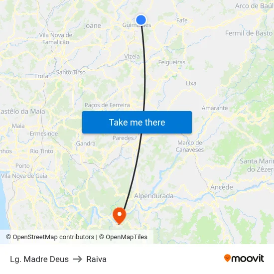 Lg. Madre Deus to Raiva map