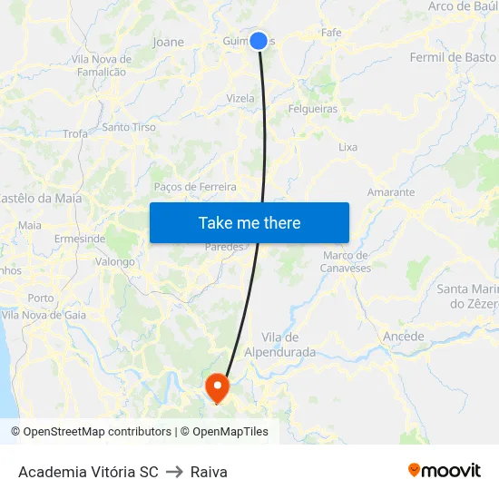 Academia Vitória SC to Raiva map