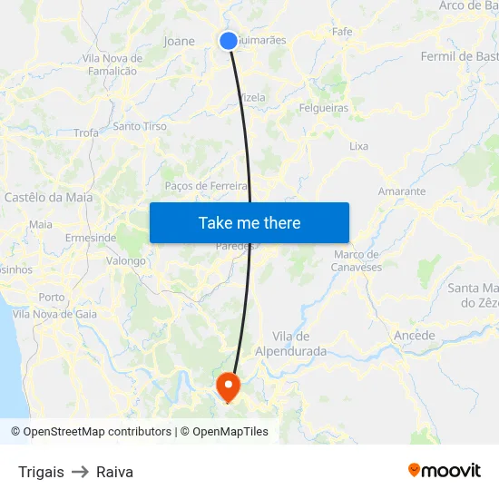 Trigais to Raiva map