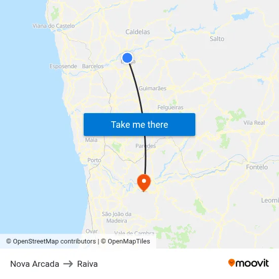 Nova Arcada to Raiva map