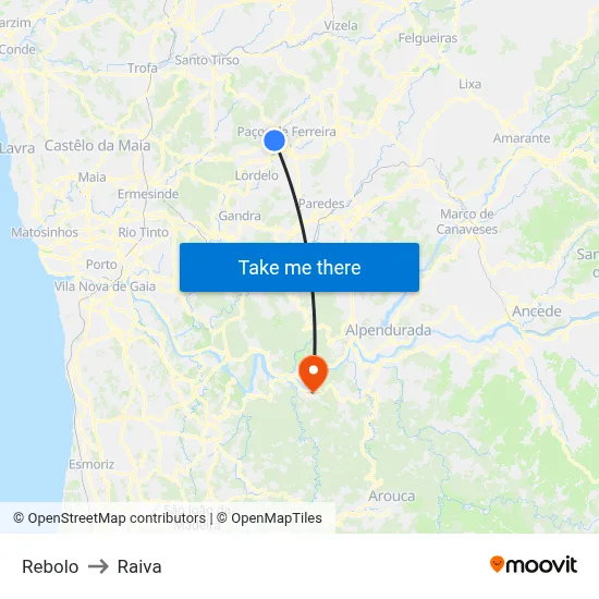Rebolo to Raiva map