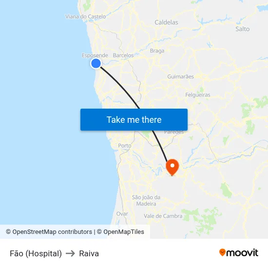 Fão (Hospital) to Raiva map