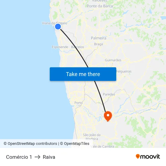 Comércio 1 to Raiva map