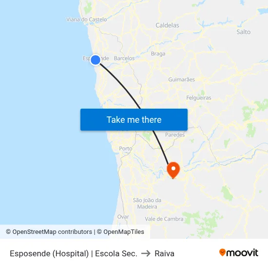 Esposende (Hospital) | Escola Sec. to Raiva map