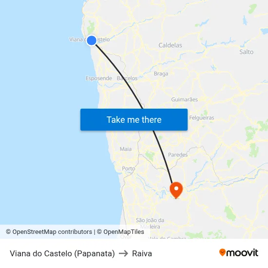 Viana do Castelo (Papanata) to Raiva map