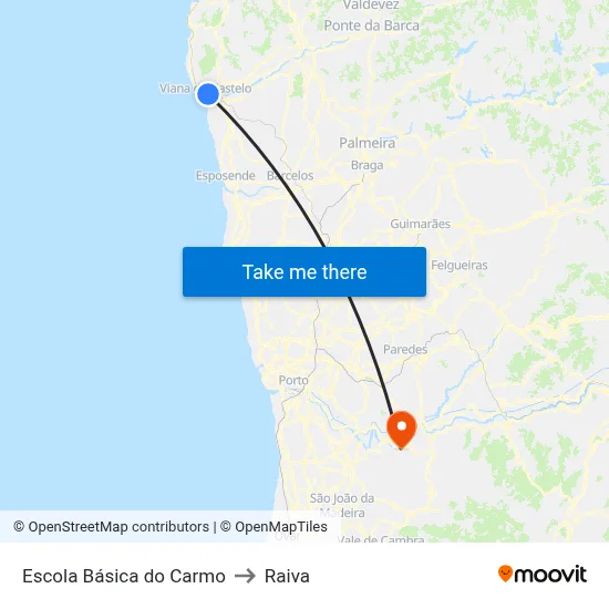 Escola Básica do Carmo to Raiva map