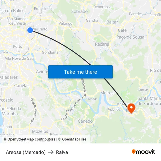 Areosa (Mercado) to Raiva map