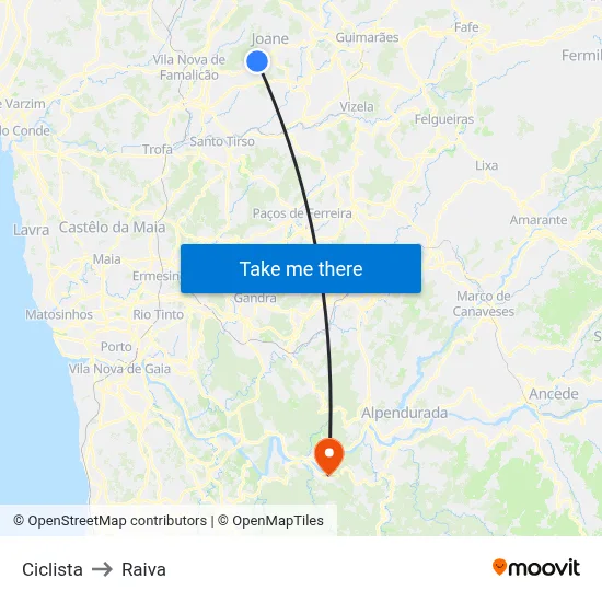 Ciclista to Raiva map